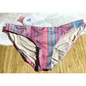 PQ swimsuit bottoms Rainbow shimmer Basic Ruched Full‎ size Large NWT